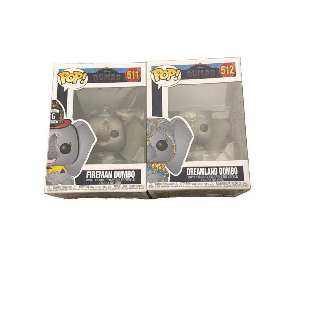 Funko Pop Fireman Dumbo #511 + Dreamland Dumbo #512 Disney 2 Piece Set